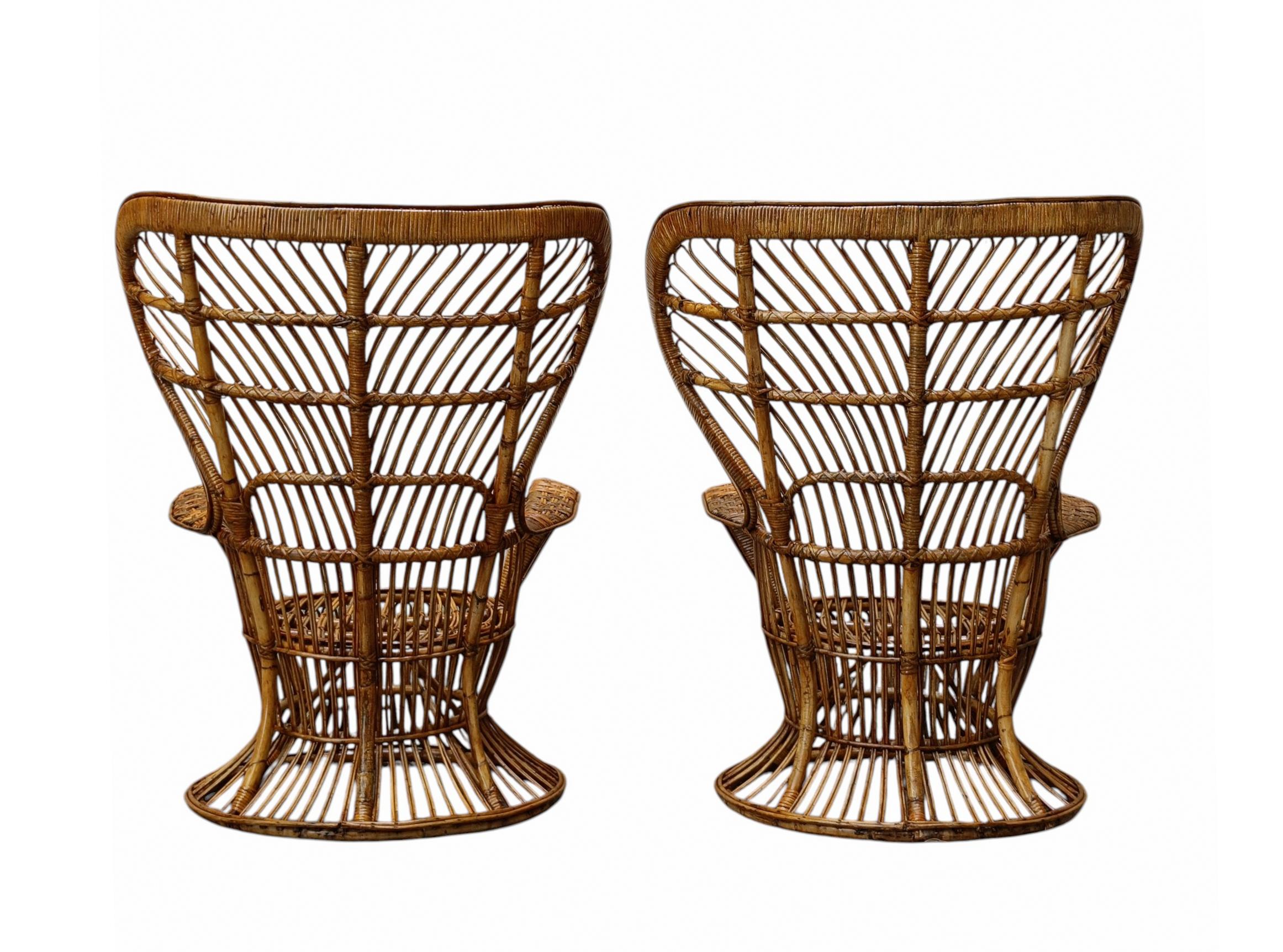 Lio Carminati & Gio Ponti Pareja de sillones de ratán 'Biancamano', Italia 1950 en Bueno estado para la venta en Naples, IT