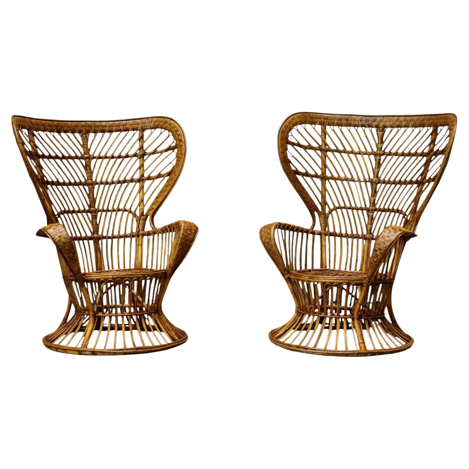 Lio Carminati & Gio Ponti Pareja de sillones de ratán 'Biancamano', Italia 1950 en venta