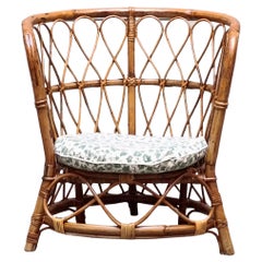 Lio Carminati for Home and Garden Round Rattan Armchair, Italy 1960s