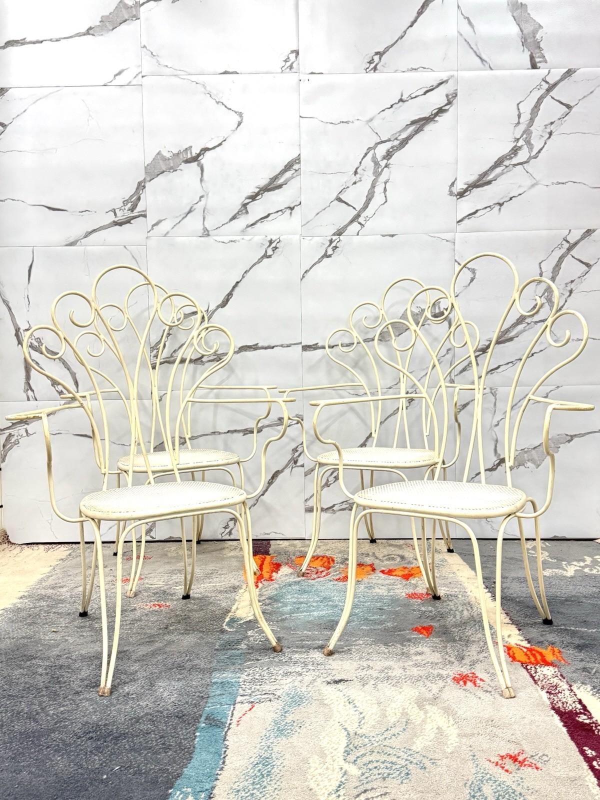 Mid-Century Modern Chaises de jardin Lio Carminati 4 pièces Design 1950s Modernism en vente