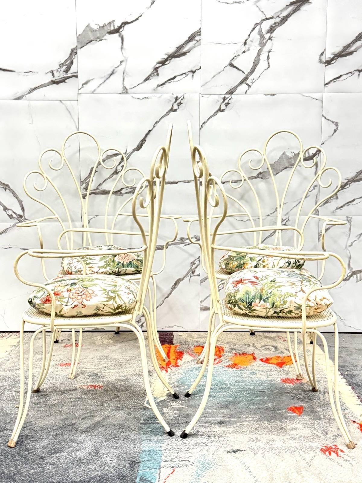 Fer forgé Chaises de jardin Lio Carminati 4 pièces Design 1950s Modernism en vente