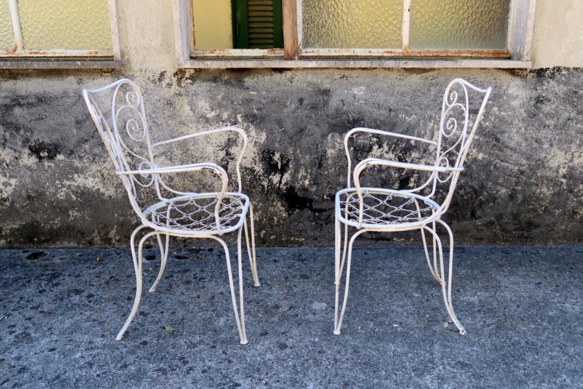 Mid-Century Modern Lio Carminati Set of Eight Lacquered Iron Garden Chairs Casa & Giardino, 1930s