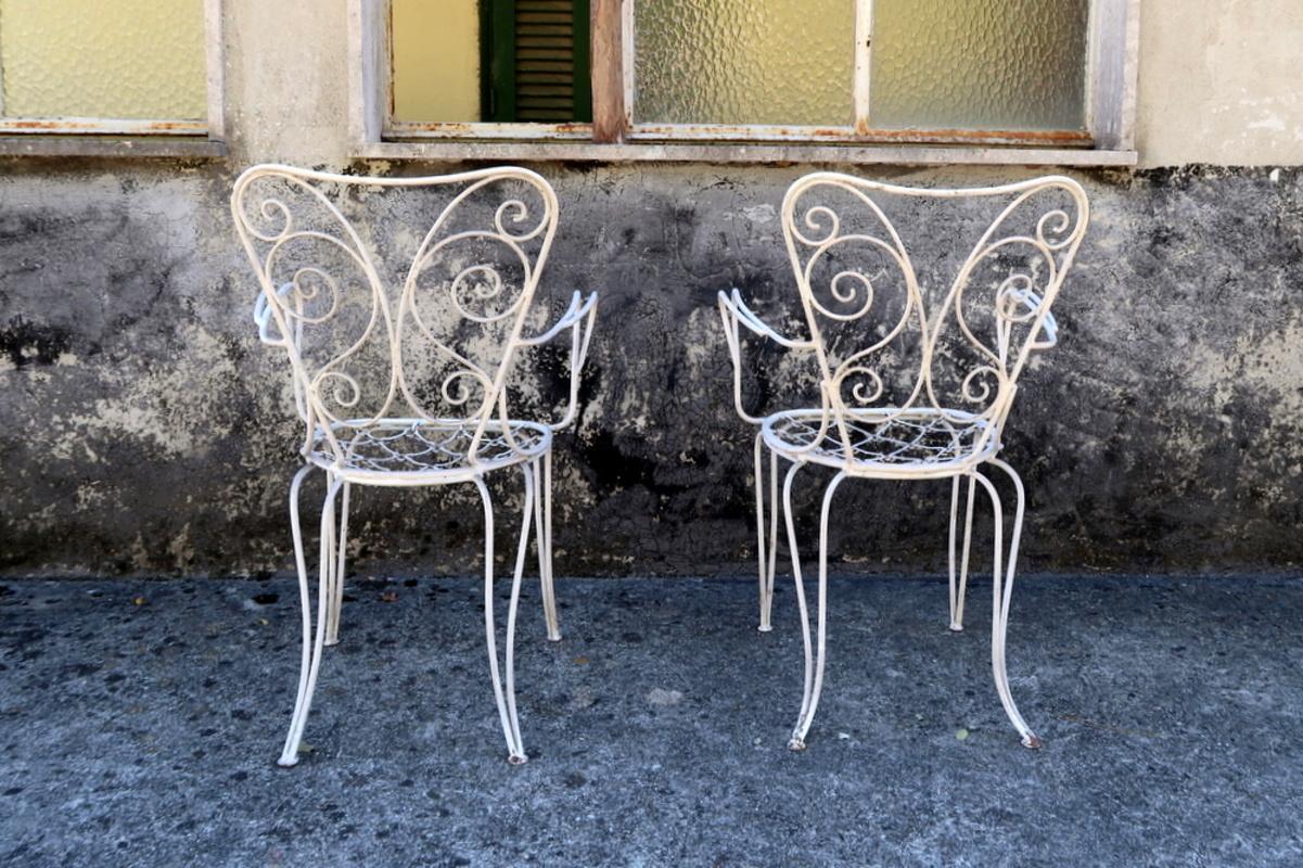 Lio Carminati Set of Eight Lacquered Iron Garden Chairs Casa & Giardino, 1930s In Good Condition In Montecatini Terme, IT