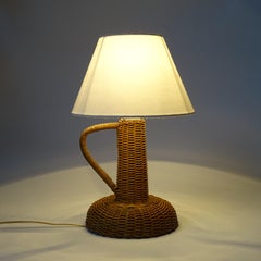 Lio Carminati Lámpara de mesa de mimbre para Casa & Giardino, Italia 1940