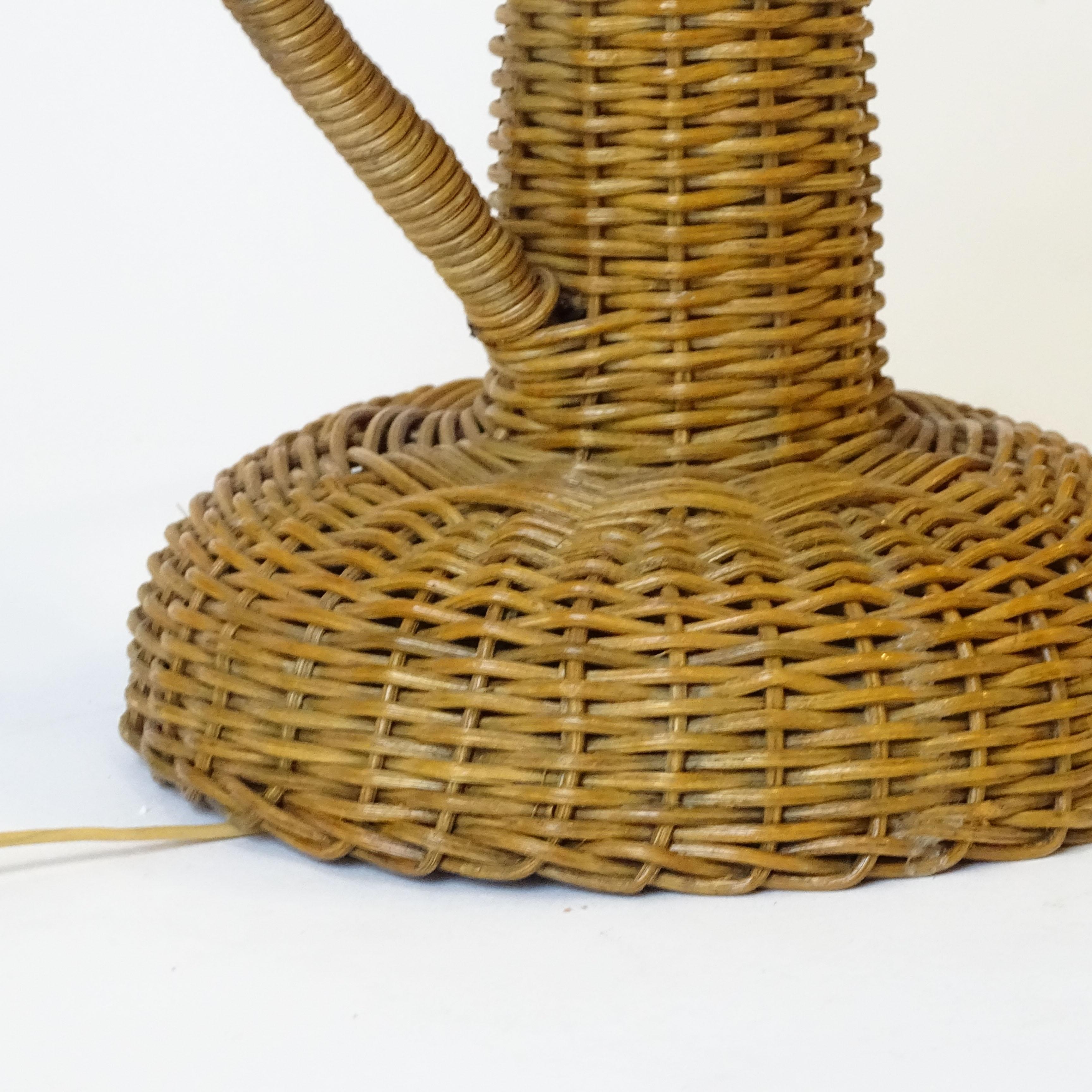 Italian Lio Carminati Wicker Table Lamp for Casa & Giardino, Italy 1940 For Sale