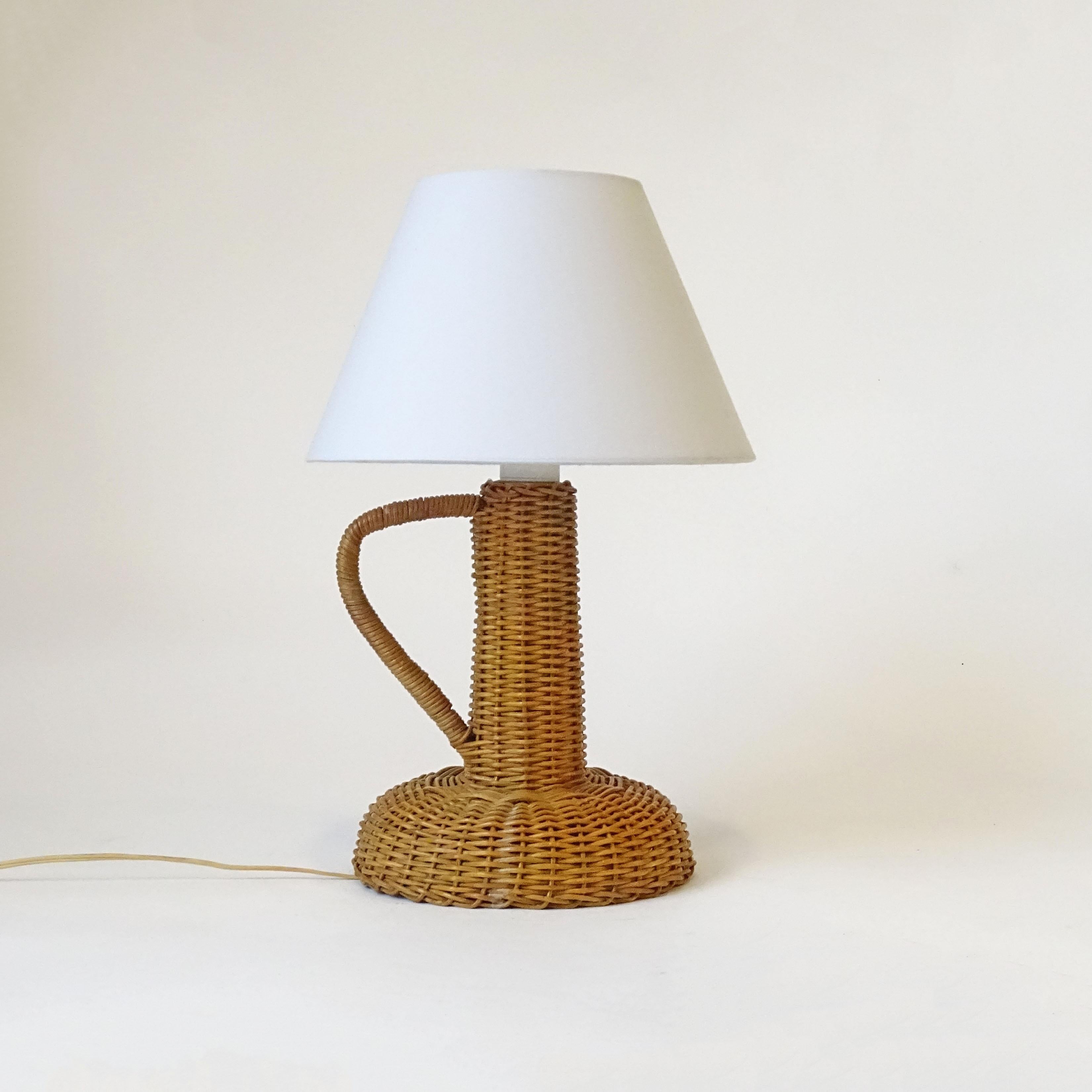 Mid-20th Century Lio Carminati Wicker Table Lamp for Casa & Giardino, Italy 1940 For Sale