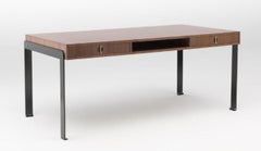 Lio Desk 180 in Cannaletto Walnut and Black Steel by Haymann Editions
