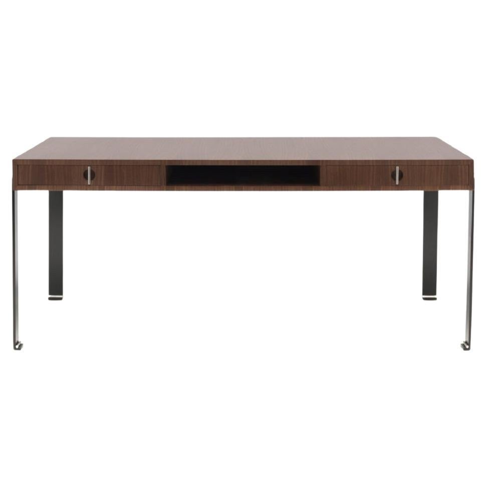 Lio Desk 180 in Cannaletto Walnut and Black Steel by Haymann Editions For Sale