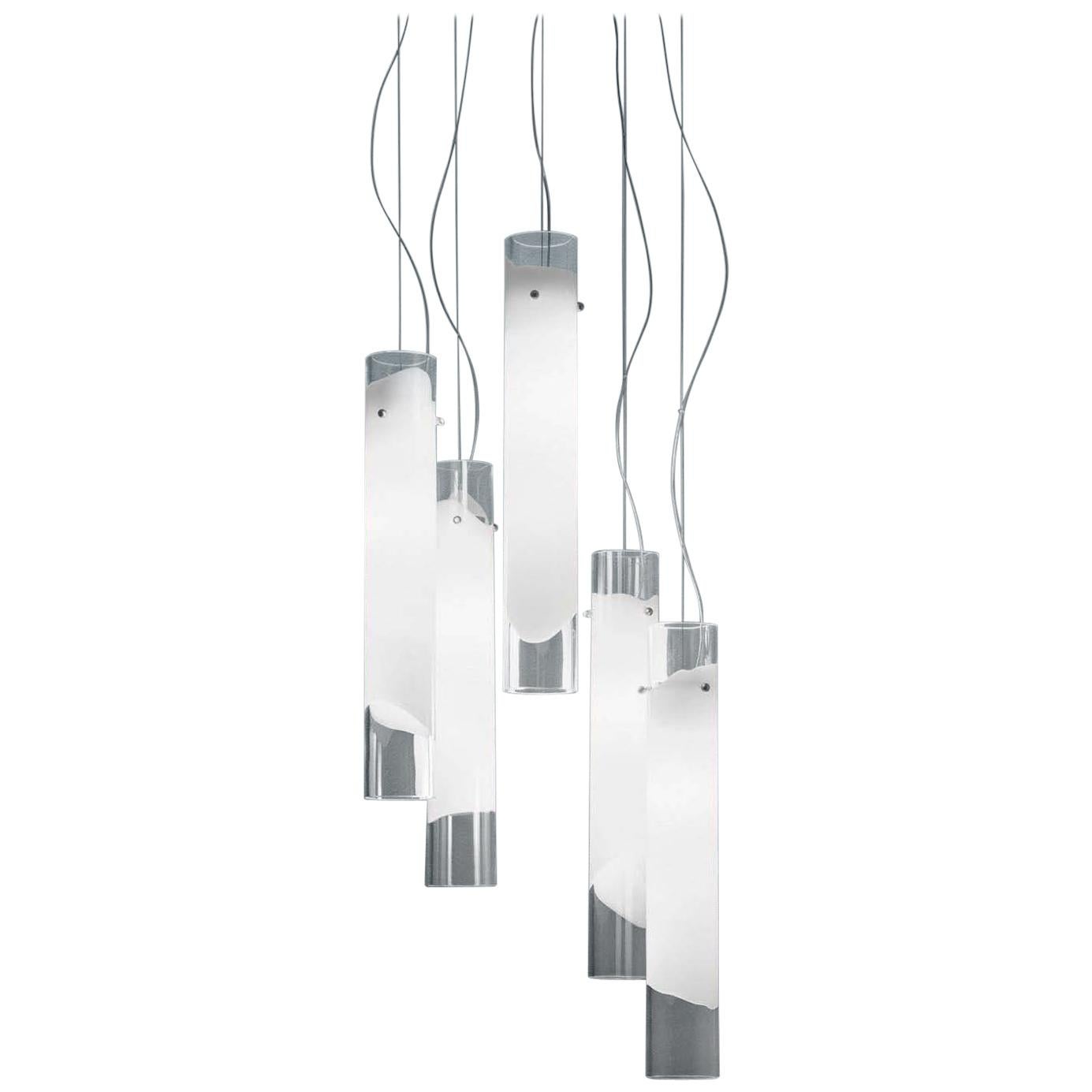 Vistosi Lio Suspension Light in Crystal White For Sale