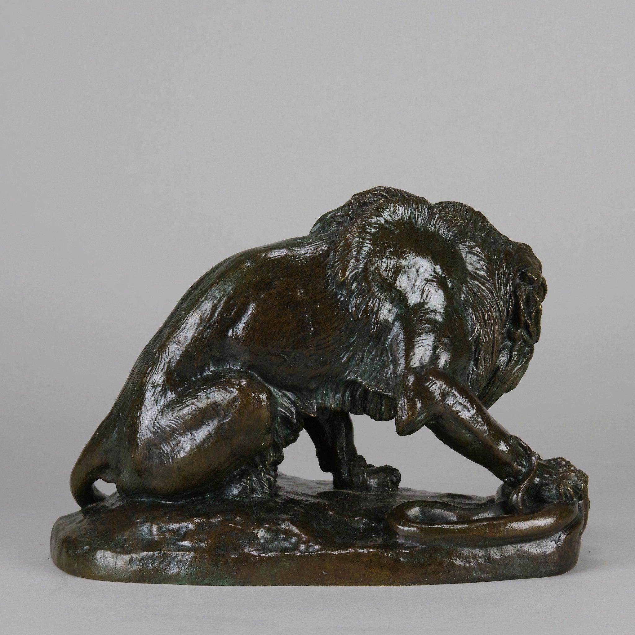 Cast “Lion au Serpent” Important Animalier Bronze by Antoine L Barye, circa 1860