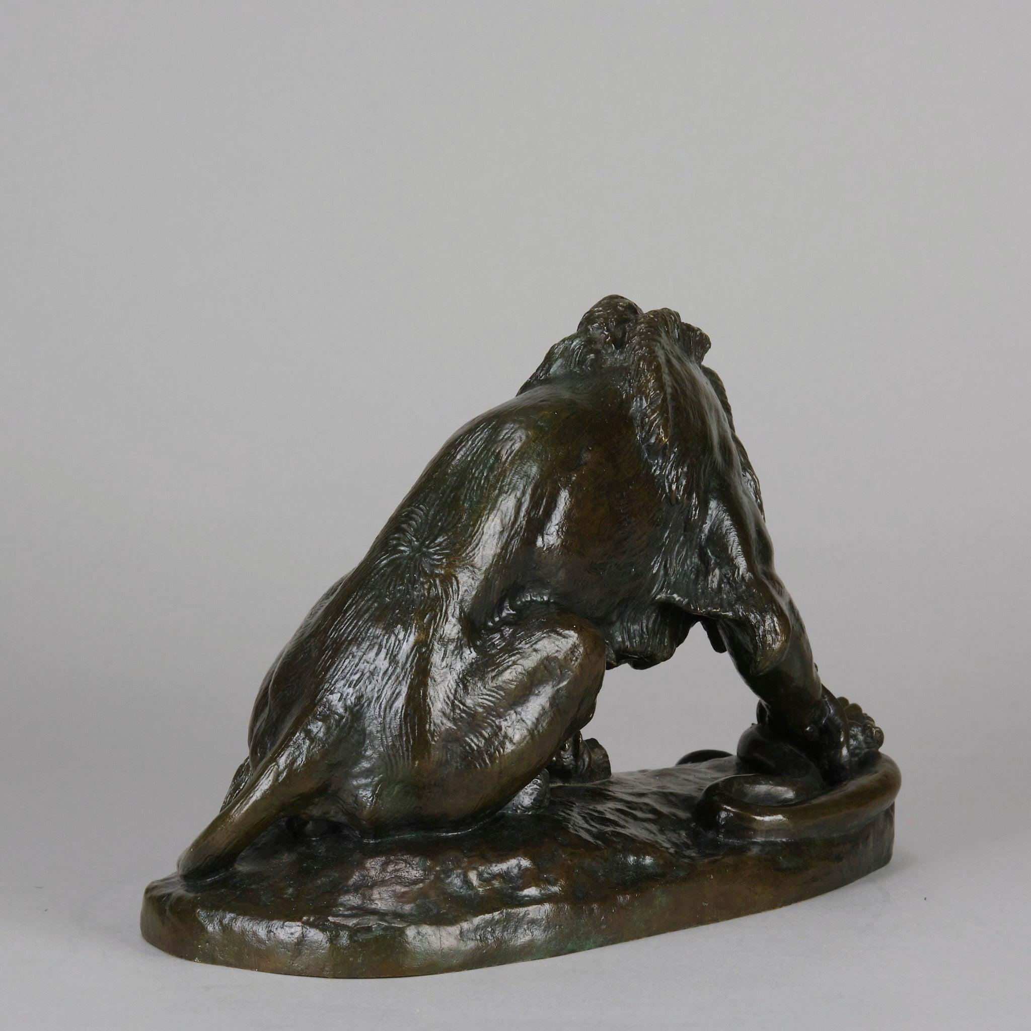 19th Century “Lion au Serpent” Important Animalier Bronze by Antoine L Barye, circa 1860