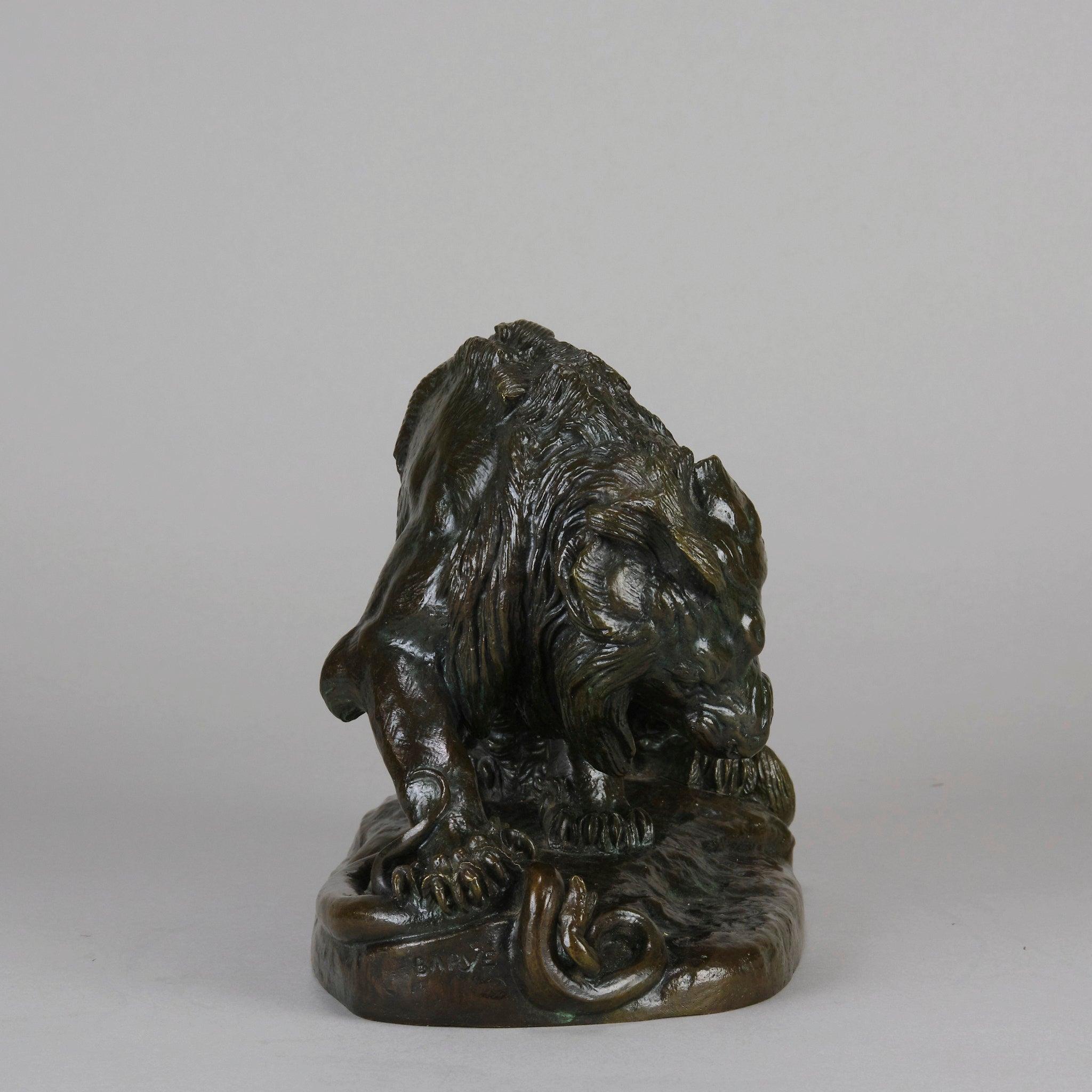 “Lion au Serpent” Important Animalier Bronze by Antoine L Barye, circa 1860 1