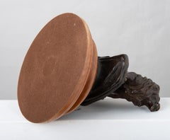 Antique Bronze Lion Sculpture on Wood Base, French, Circa 1850