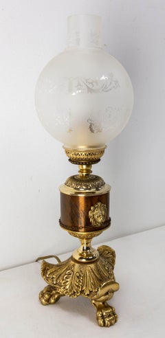 Lion Bronze Table Lamp, French, Mid-Century