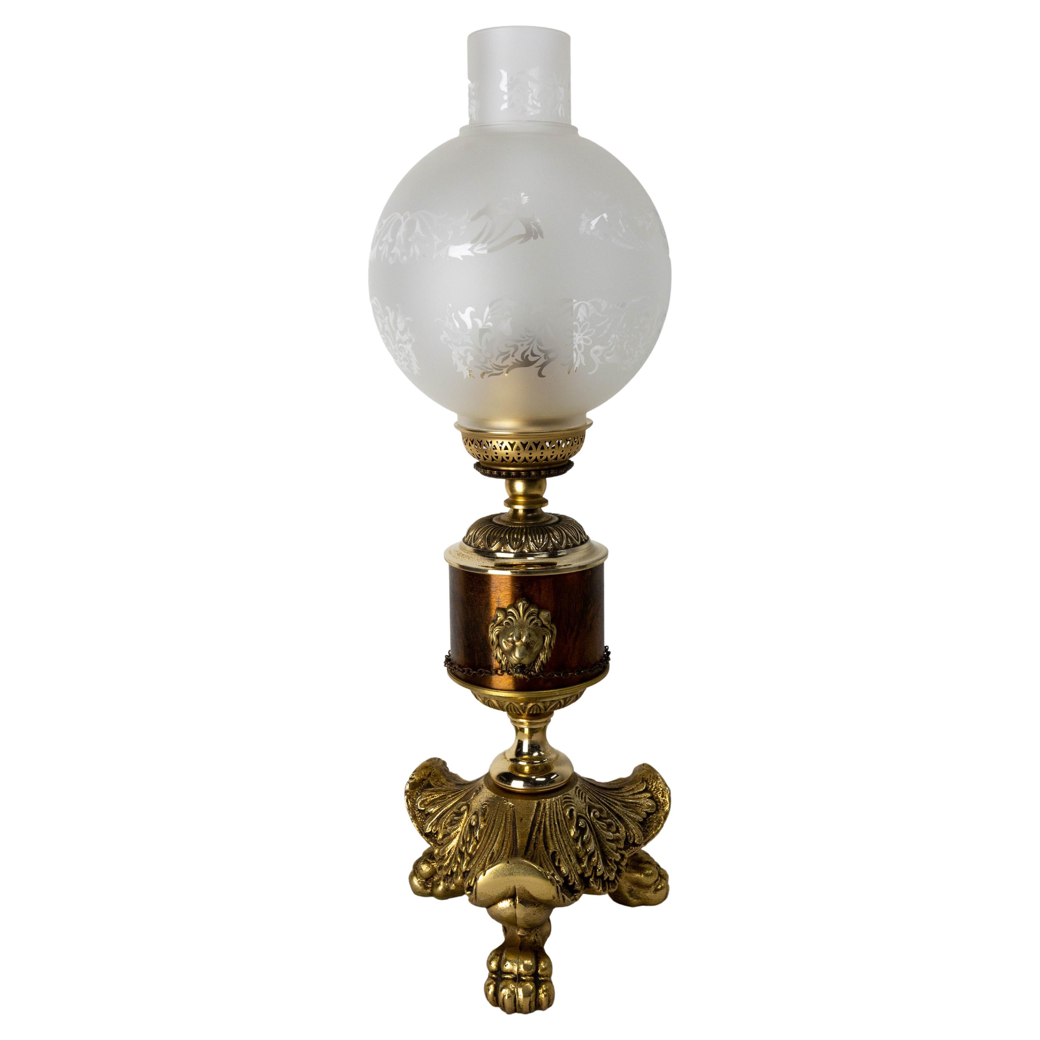 Löwen-Tischlampe aus Bronze, französisch, Mid-Century im Angebot