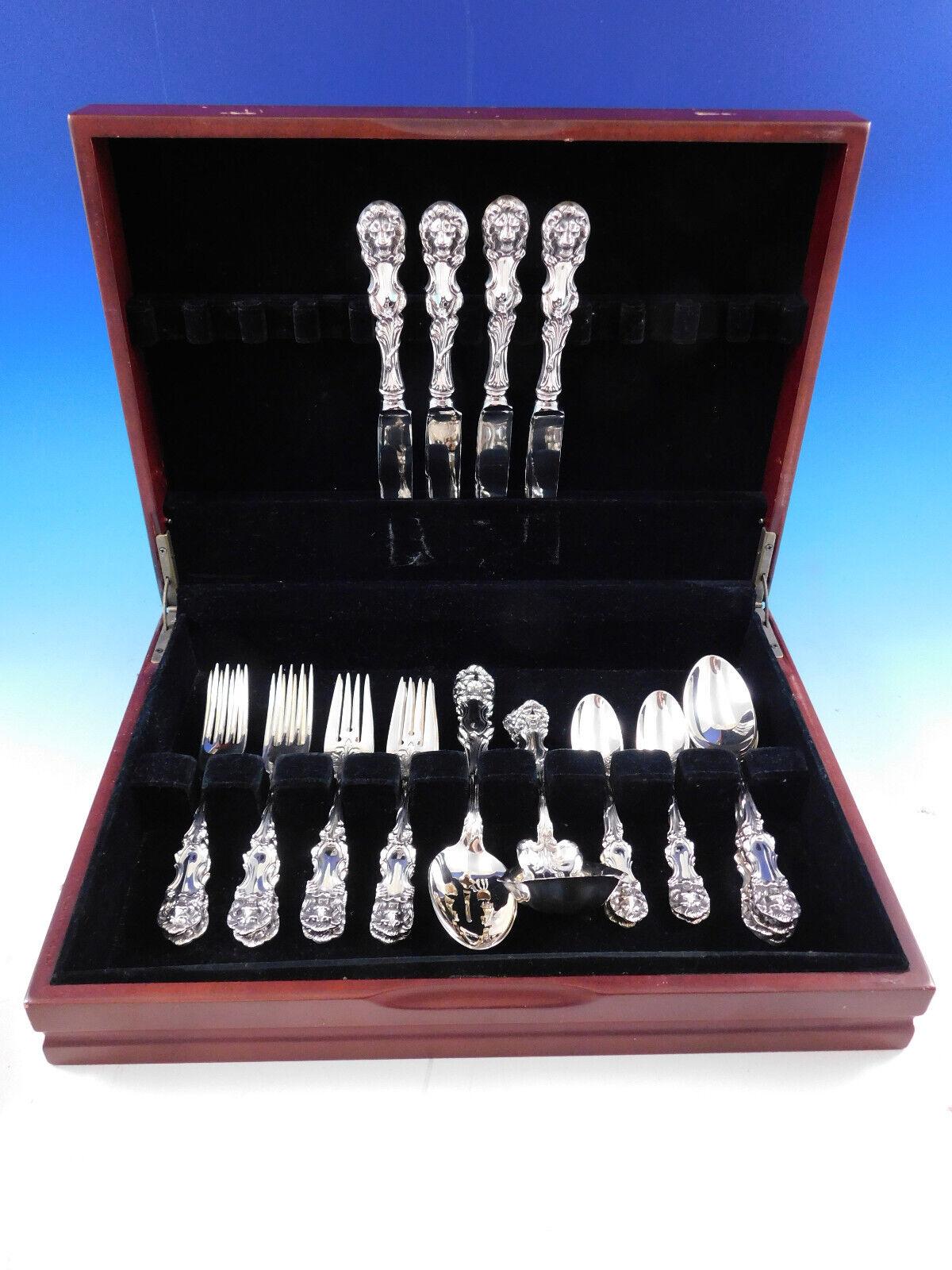 Lion by Frank Smith Sterling Silver Flatware Set Service 24 Pieces Rare 2