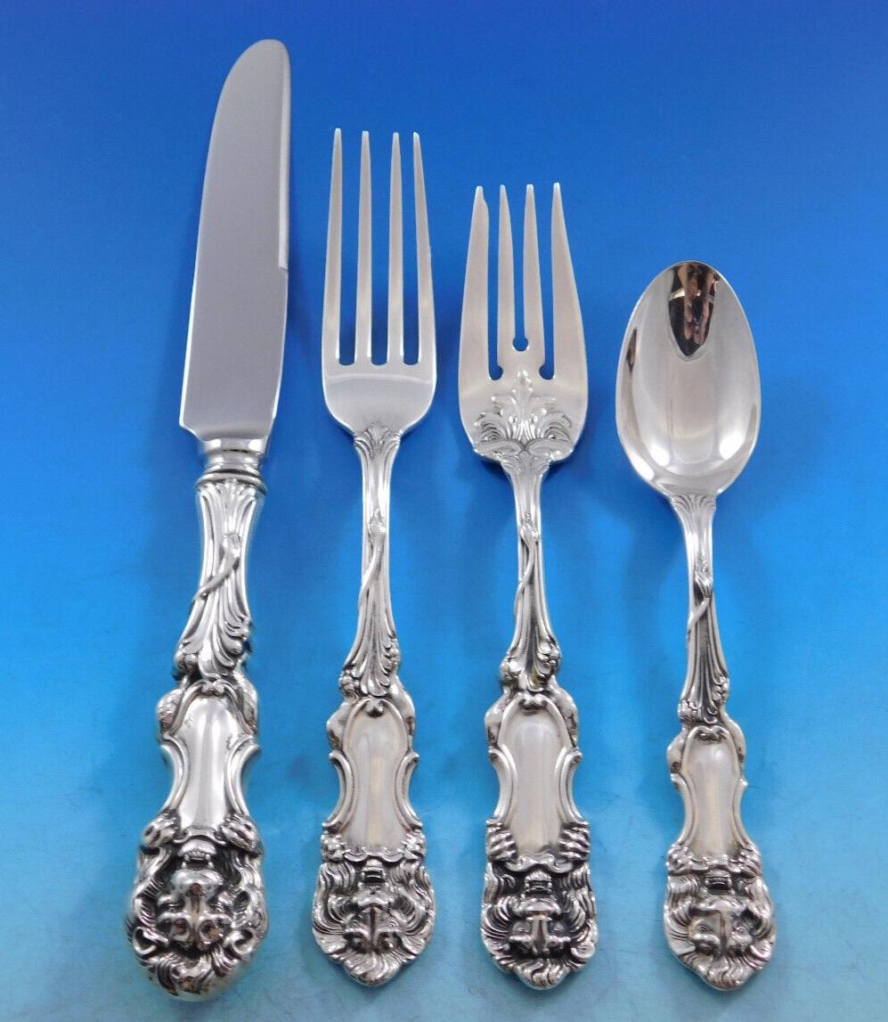 Lion by Frank Smith Sterling Silver Flatware Set Service 24 Pieces Rare 3