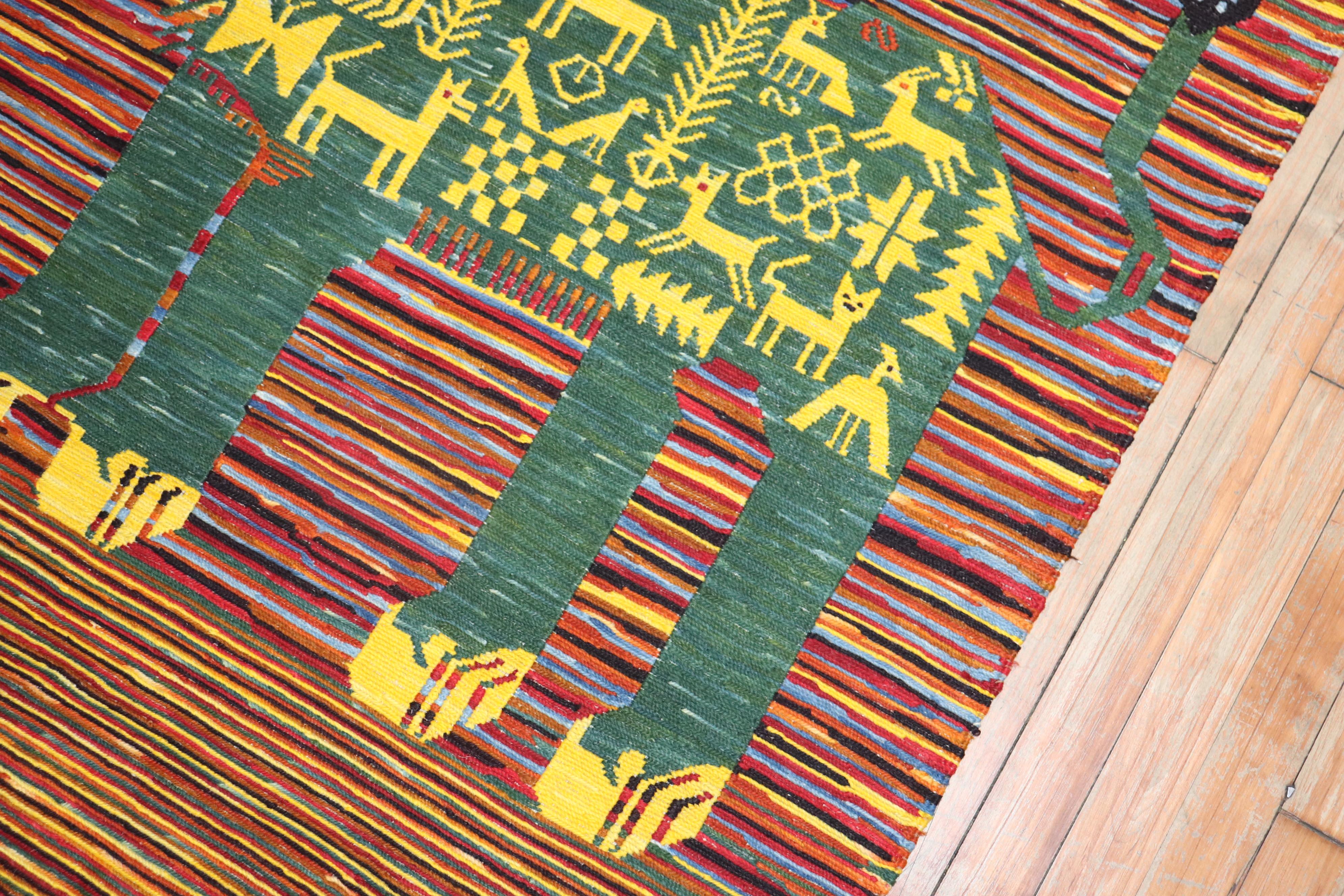 Lion Cat Fox Kilim Wall Hanging In Good Condition In New York, NY
