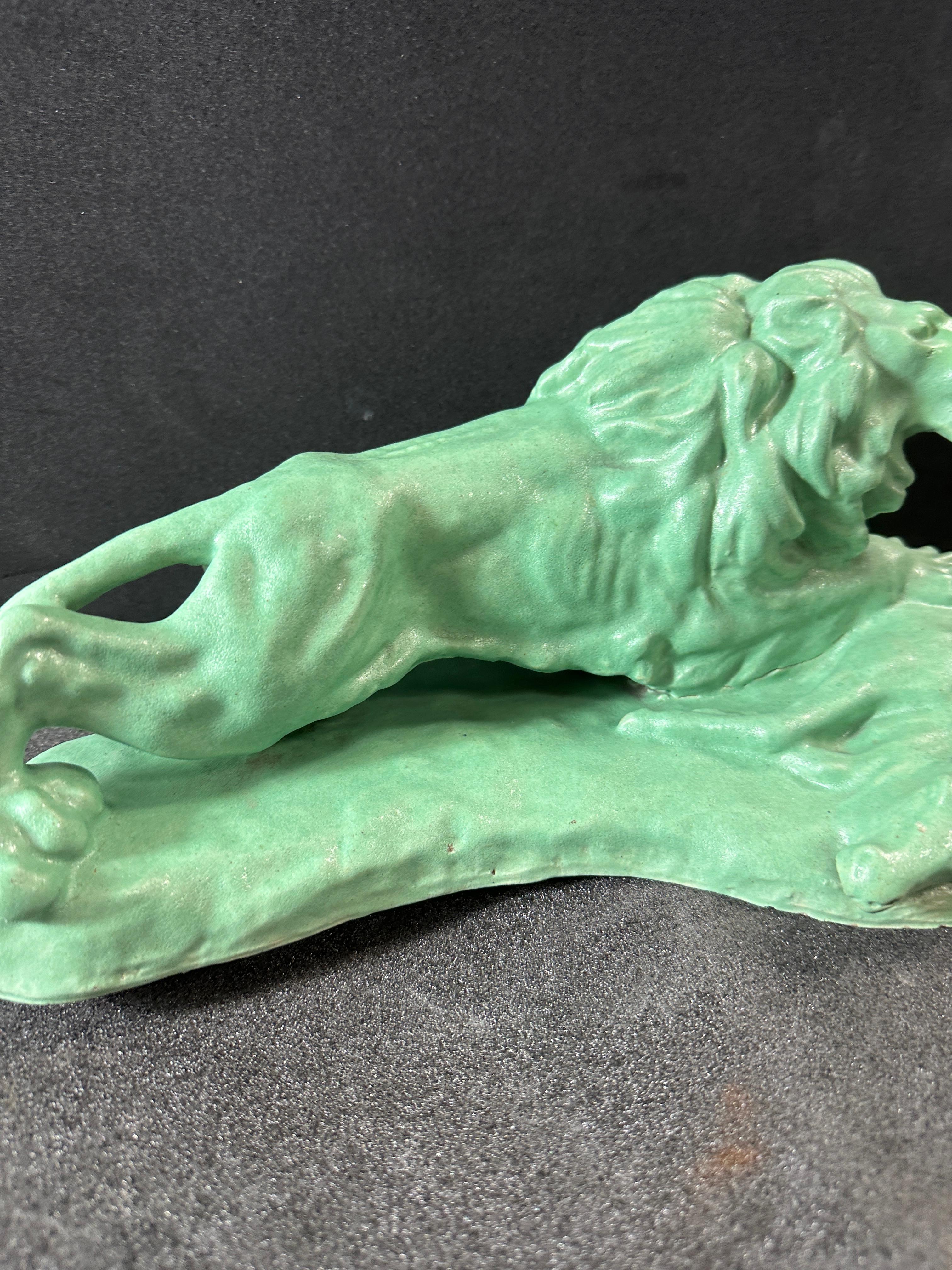 Sculpture de lion en céramique terre cuite Jul. Singer, 1937, Vienne, Autriche en vente 2