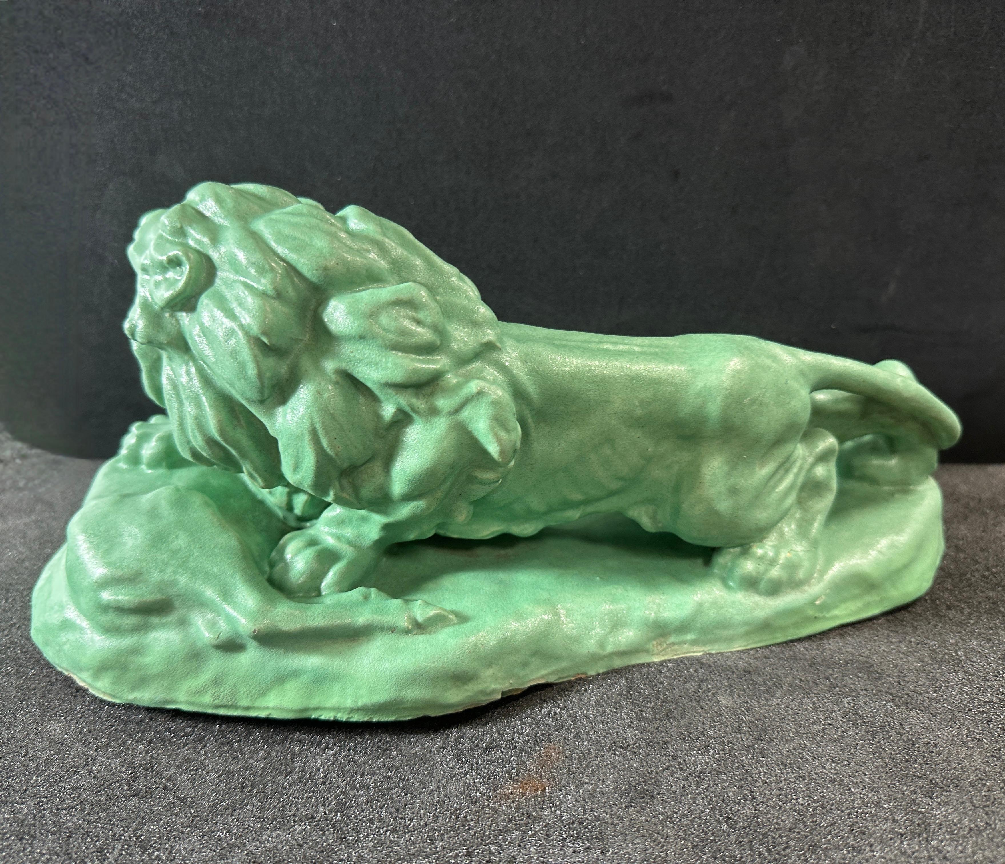 Sculpture de lion en céramique terre cuite Jul. Singer, 1937, Vienne, Autriche en vente 5