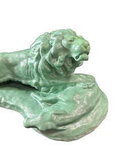 Lion Ceramic Terracota Sculpture Jul. Singer, 1937, Vienna, Austria