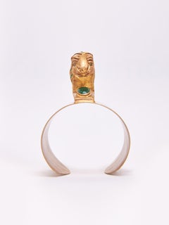 Bracciale Leone in argento e smeraldo