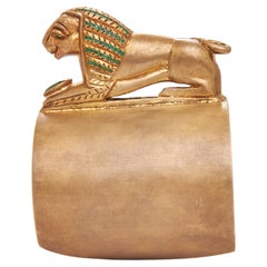 Lion Cuff in Silver & Emerald