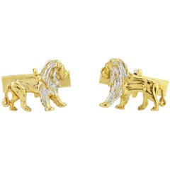 Lion Cufflink in Sterling Silver and 24 Karat Gold Vermeil