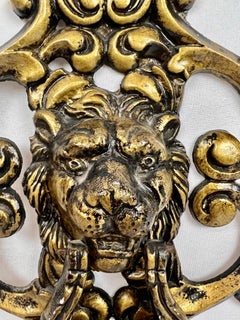 10" High Large Classical Lion Door Knocker with Foliate Scrolls