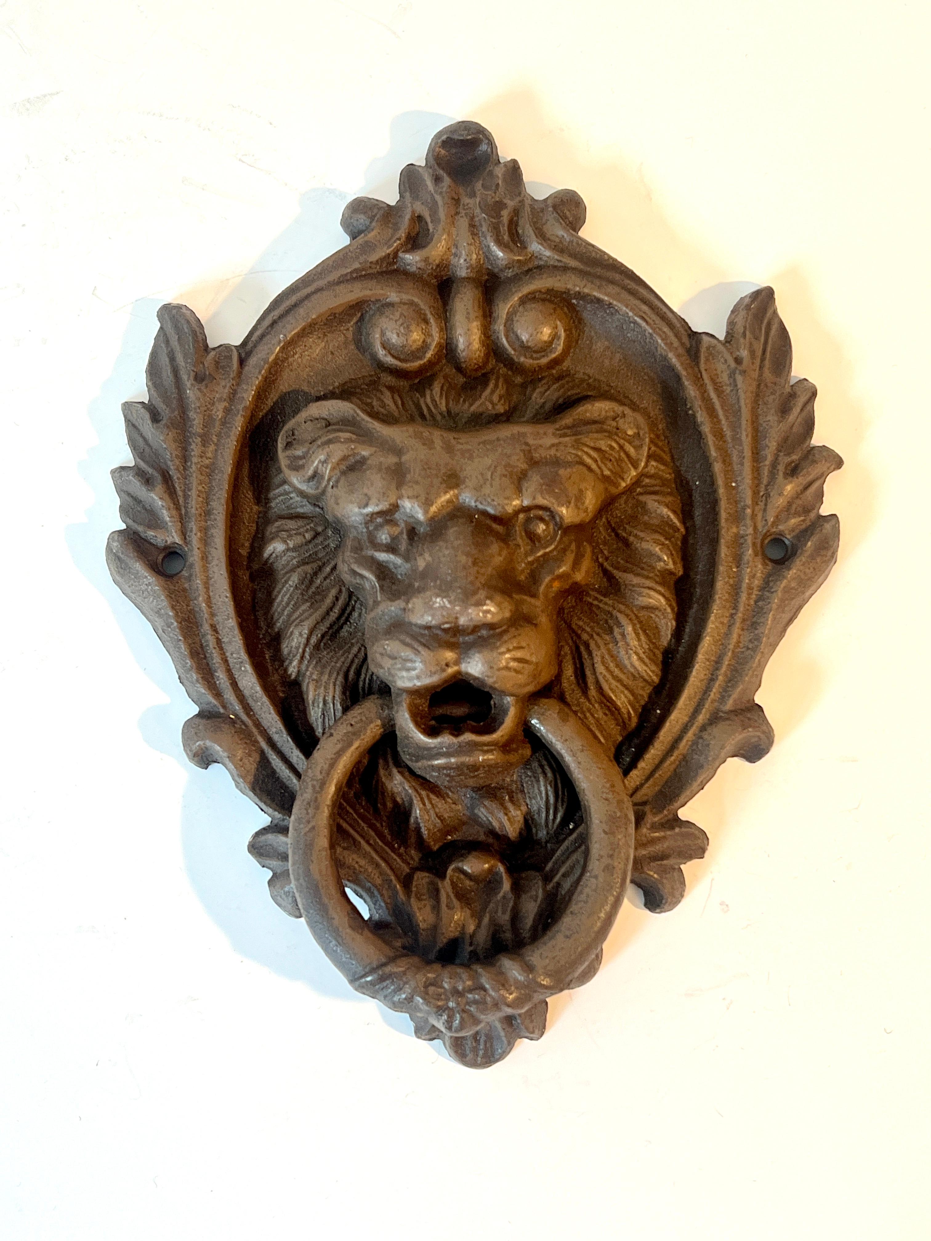 Cast Lion Door Knocker with Embellished Framework