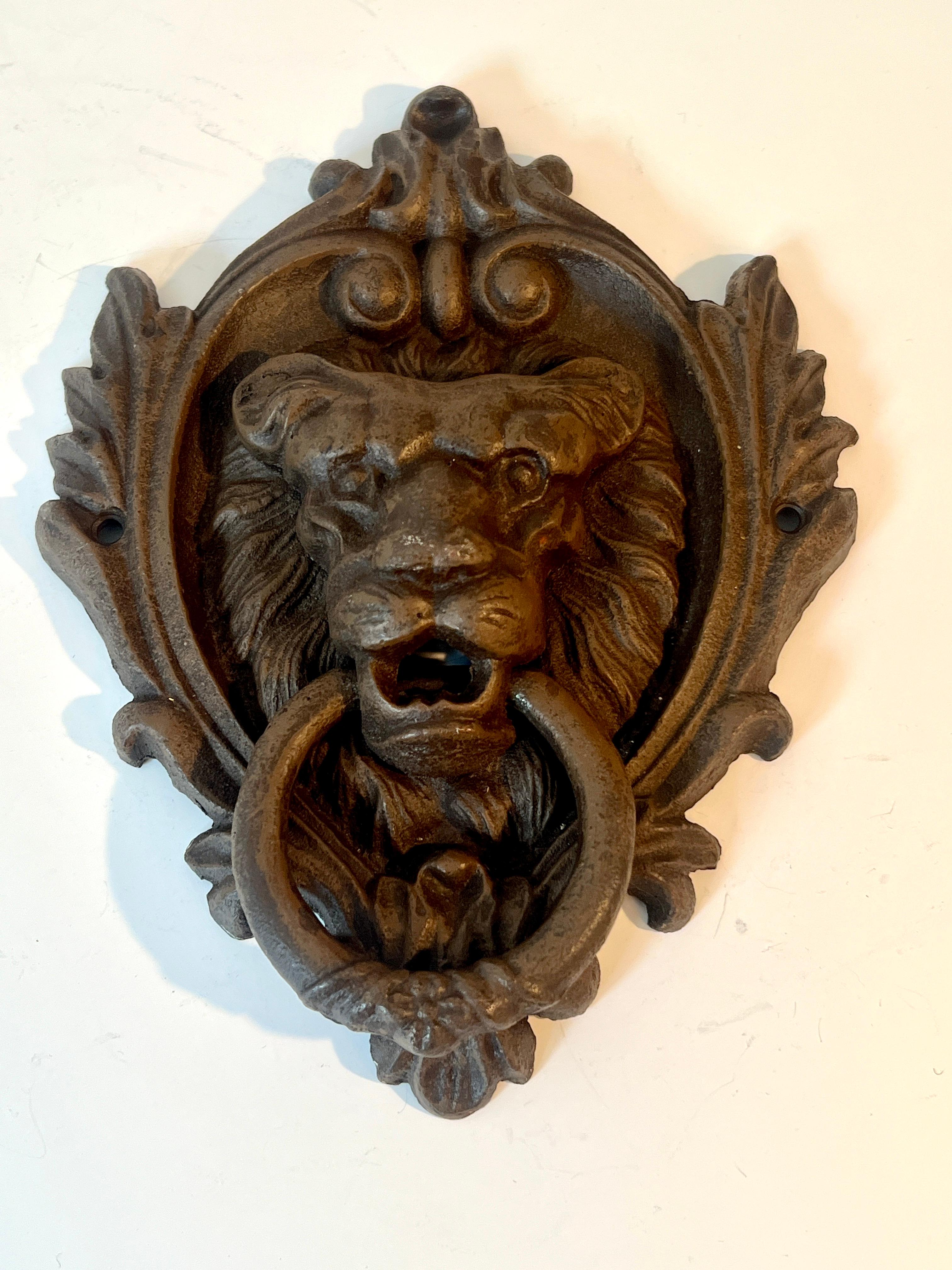 Lion Door Knocker with Embellished Framework In Good Condition In Los Angeles, CA