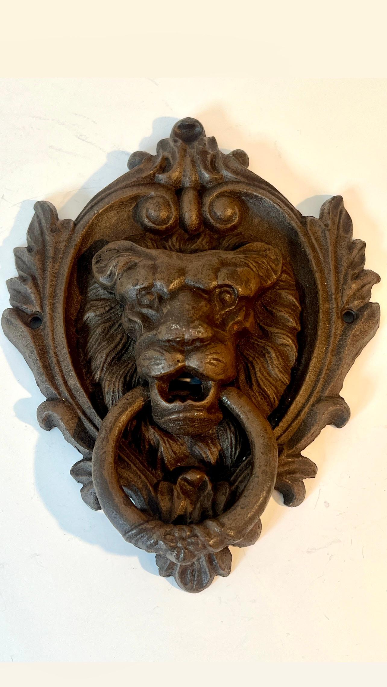 20th Century Lion Door Knocker with Embellished Framework