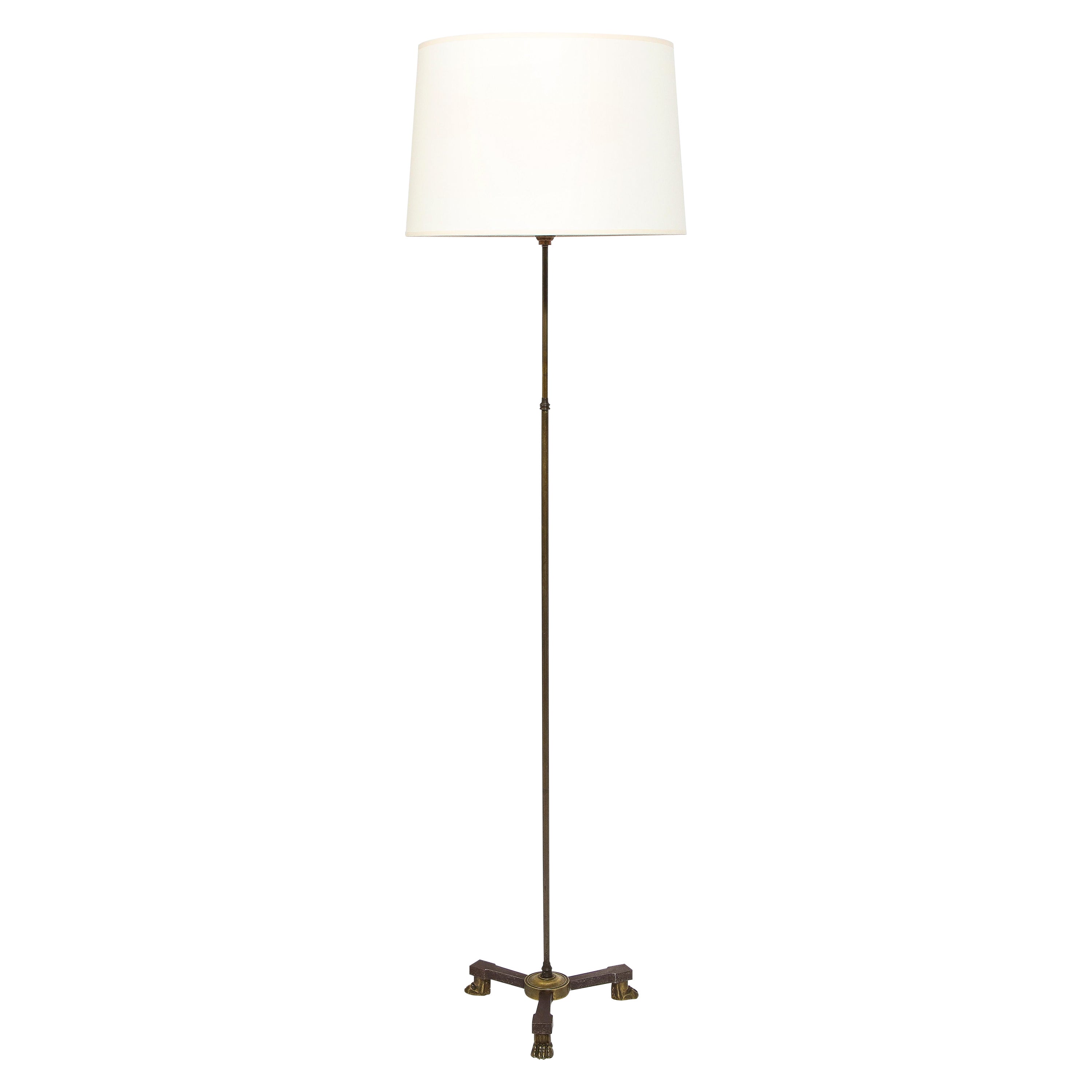 Lion Feet Bronze Neo Classical Floor Lamp Attributed to Arbus, France 1940's