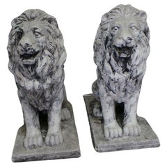 Vintage Lion Garden Statues 