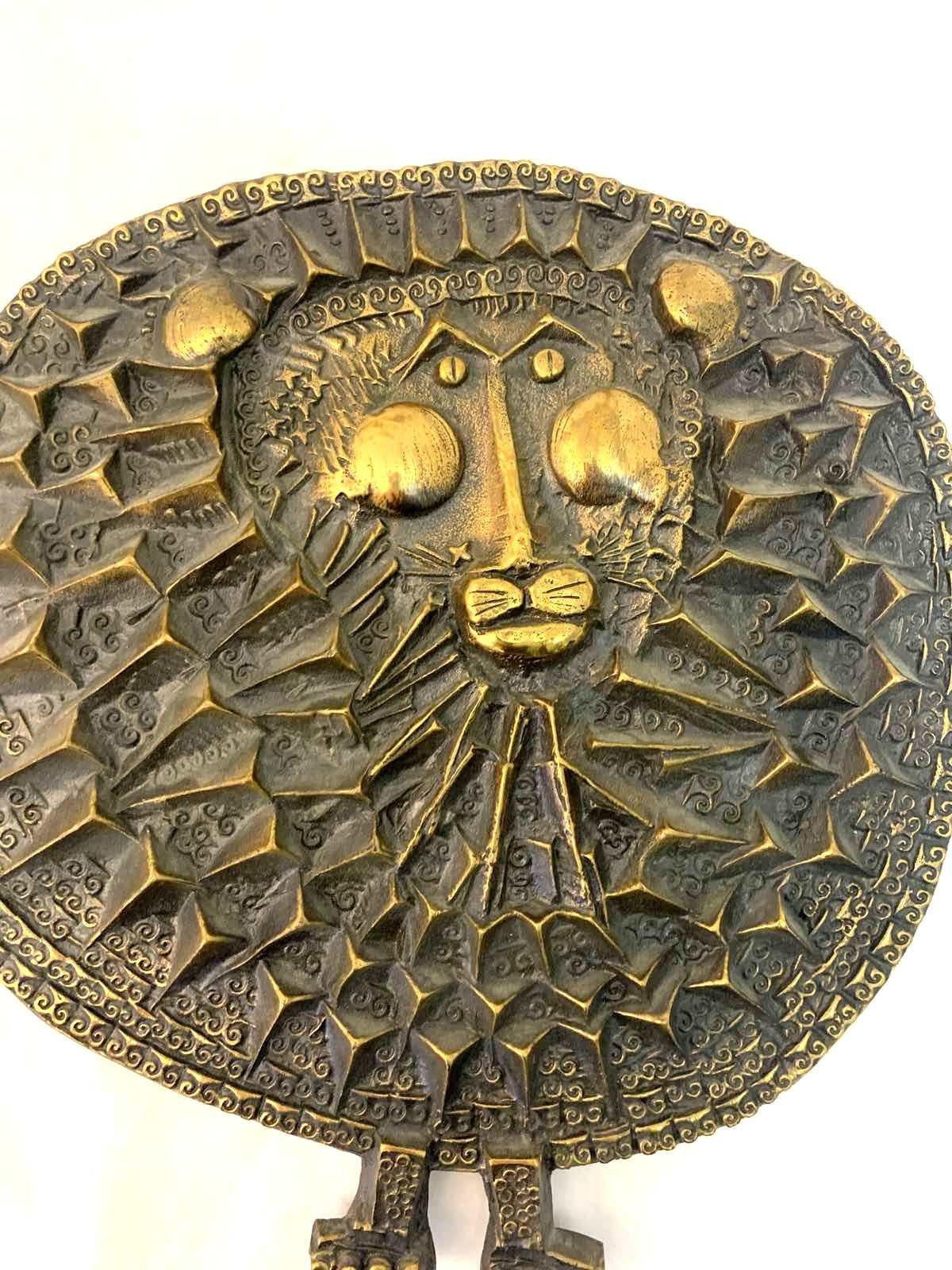 Mid-Century Modern Lion, Handcrafted Bronze Relief by Otto Kopcsanyi, 1970s