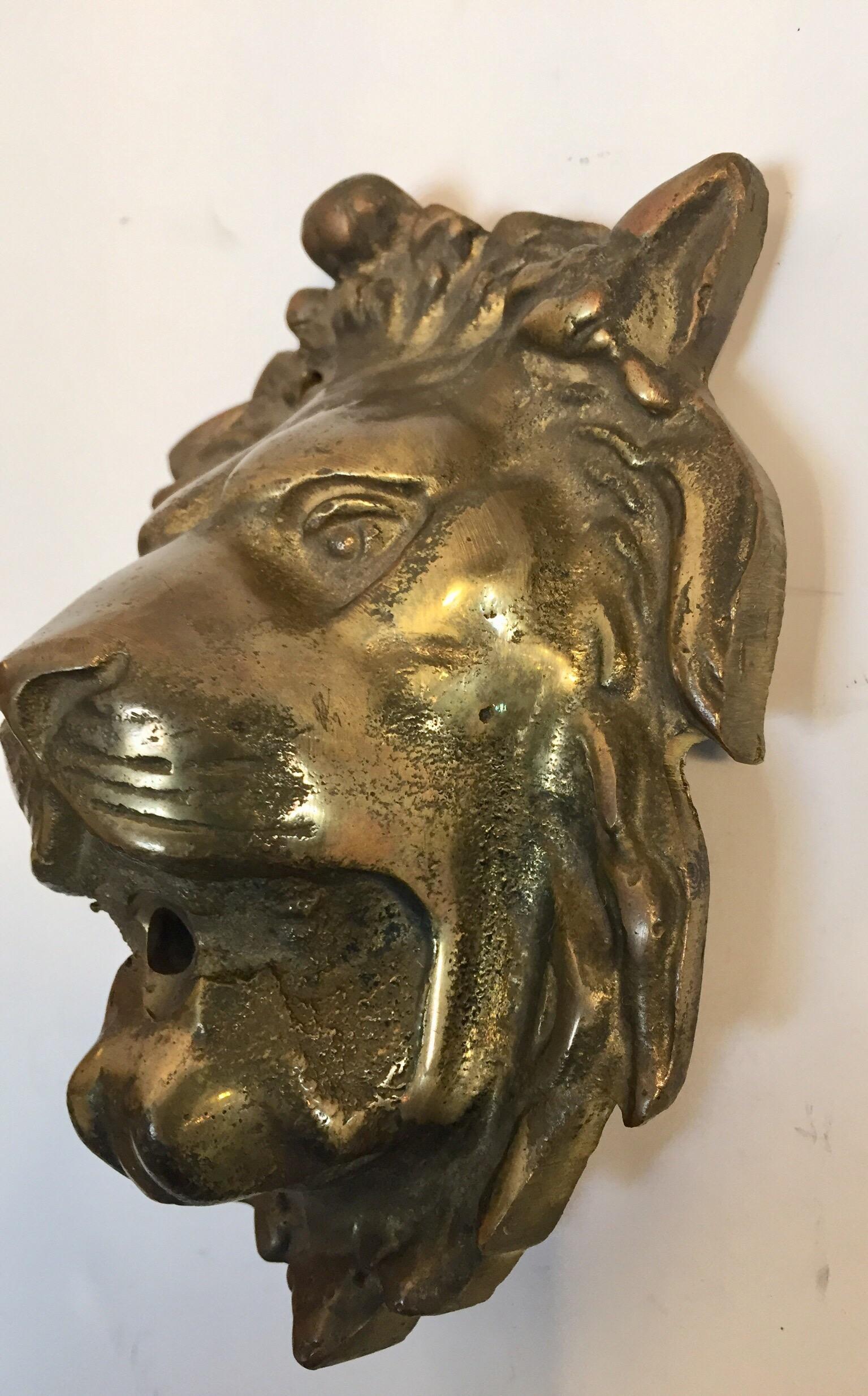 Lion Head Brass Fountain Garden Spout In Good Condition In North Hollywood, CA