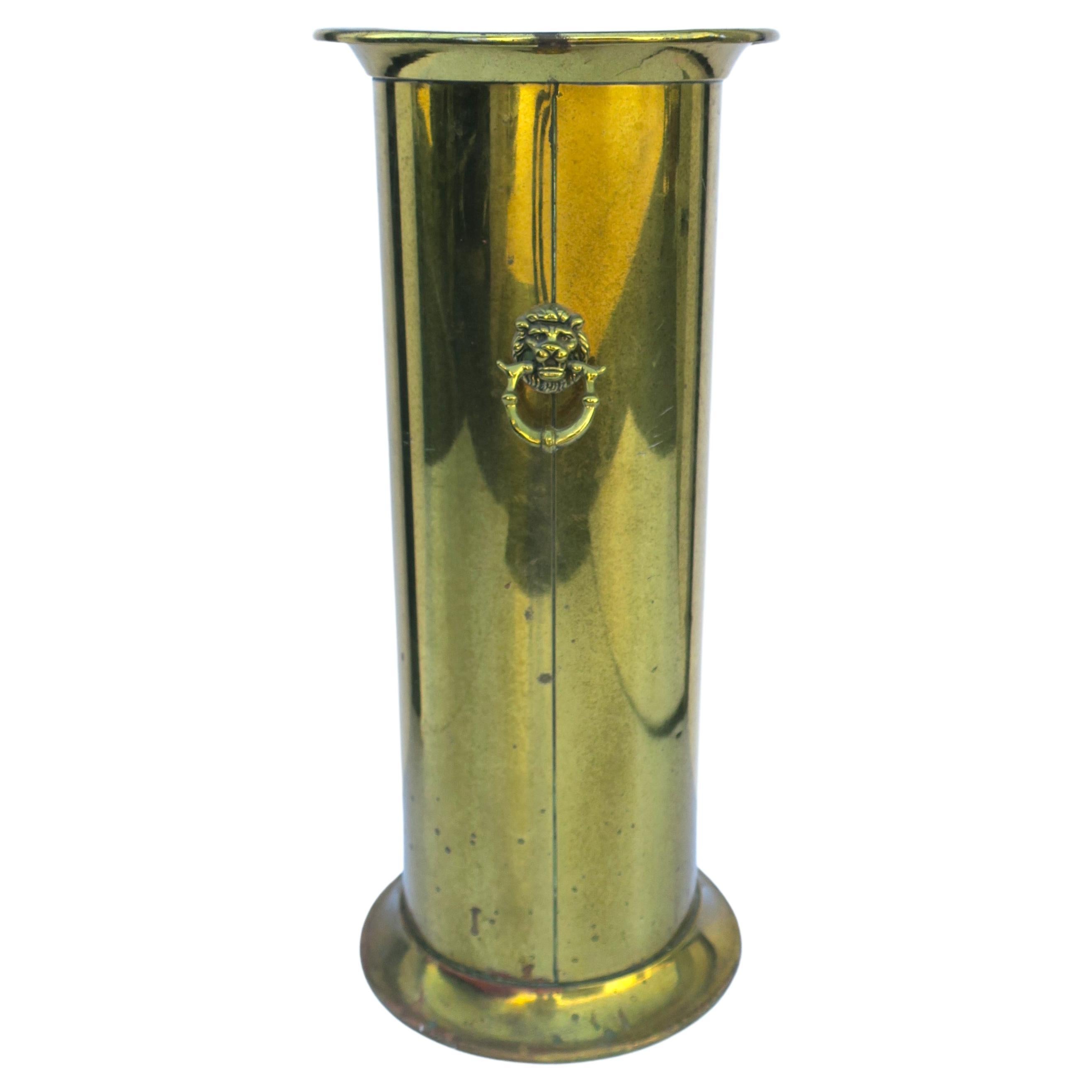 Antique Brass Stick Stand Cane Holder Hand Seamed Lions Umbrella For