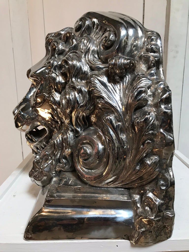 Lion Head Cast Sculpture For Sale at 1stDibs