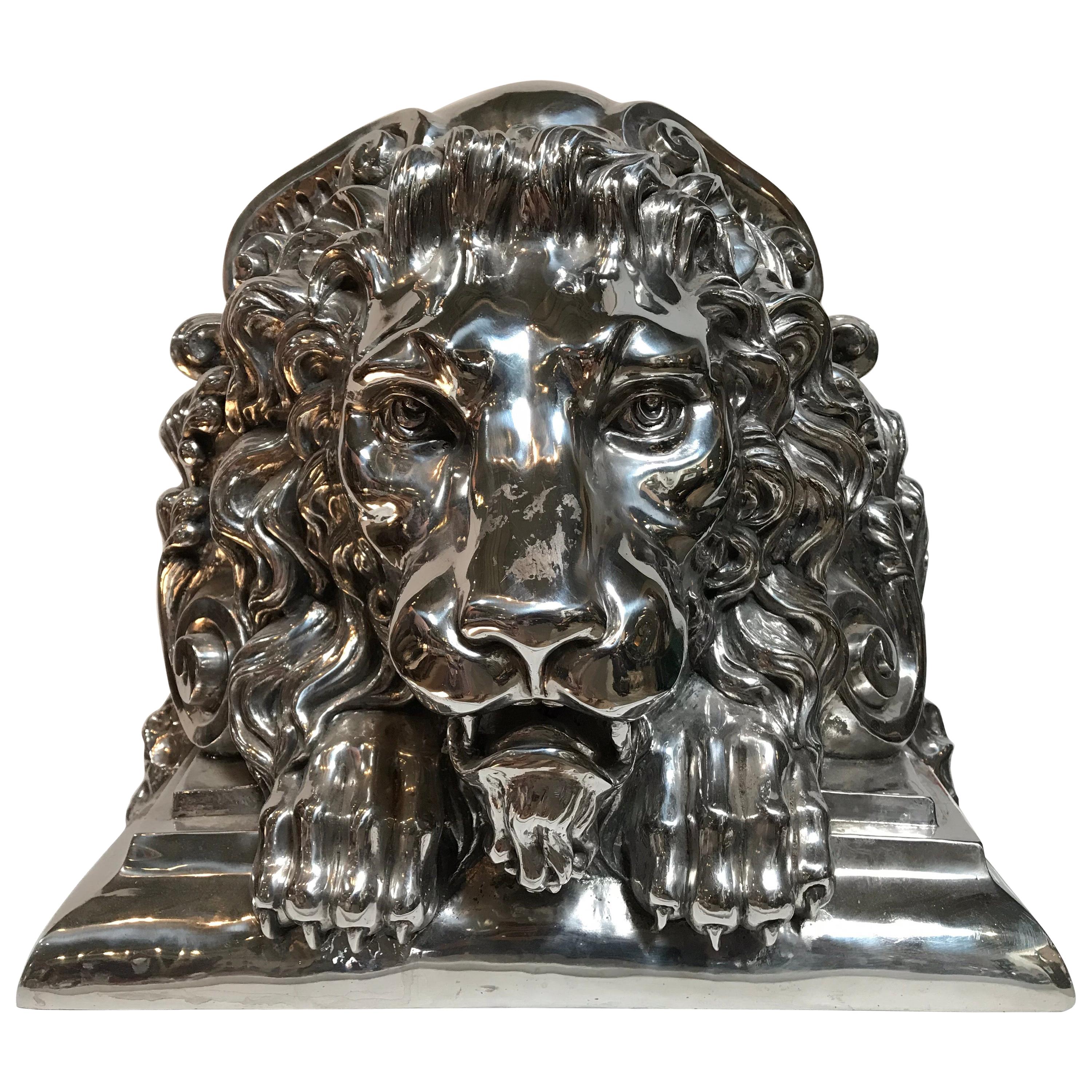 Lion Head Cast Sculpture For Sale at 1stDibs