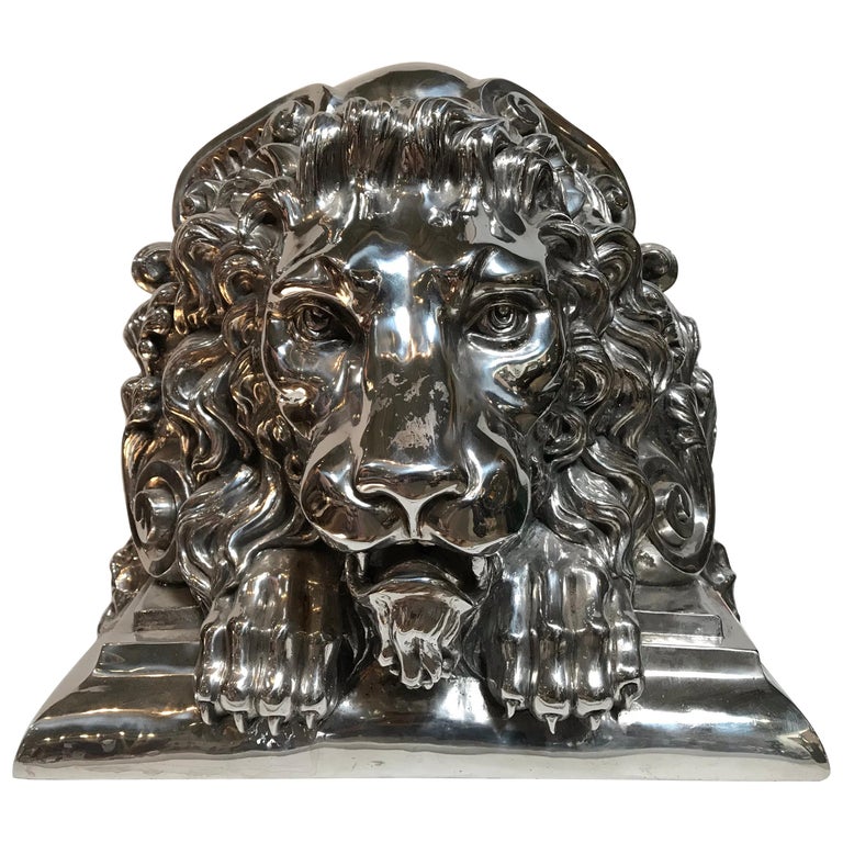 Lion Head Cast Sculpture For Sale at 1stDibs