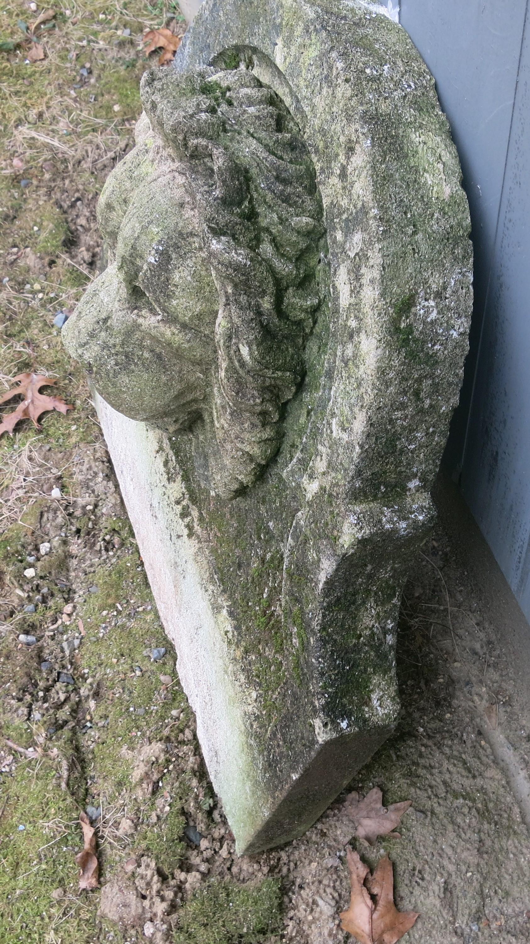American Lion Head Cast Stone Fountain Back