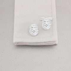 Lion Head Cufflink in Sterling Silver
