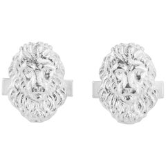 Lion Head Cufflink in Sterling Silver