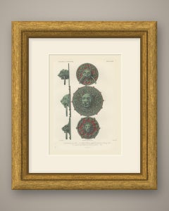 Lion Head Door Knockers, Lüneburg and Hamburg, Antique Print, 1851