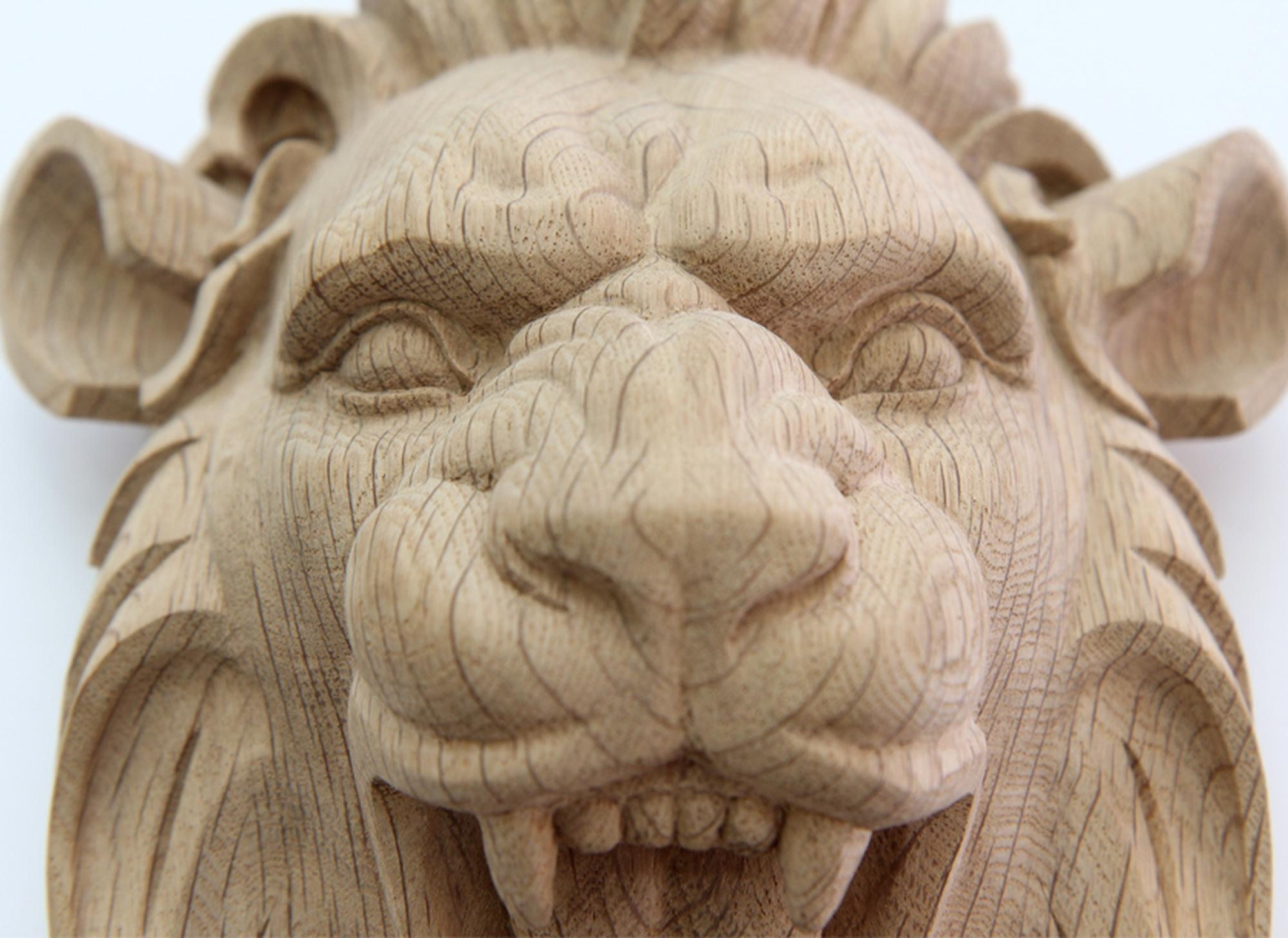 Lion Head from Oak Antique Mask 'Wood Rosette' Hand Carving Craft Wall Art In New Condition For Sale In St Petersburg, St Petersburg