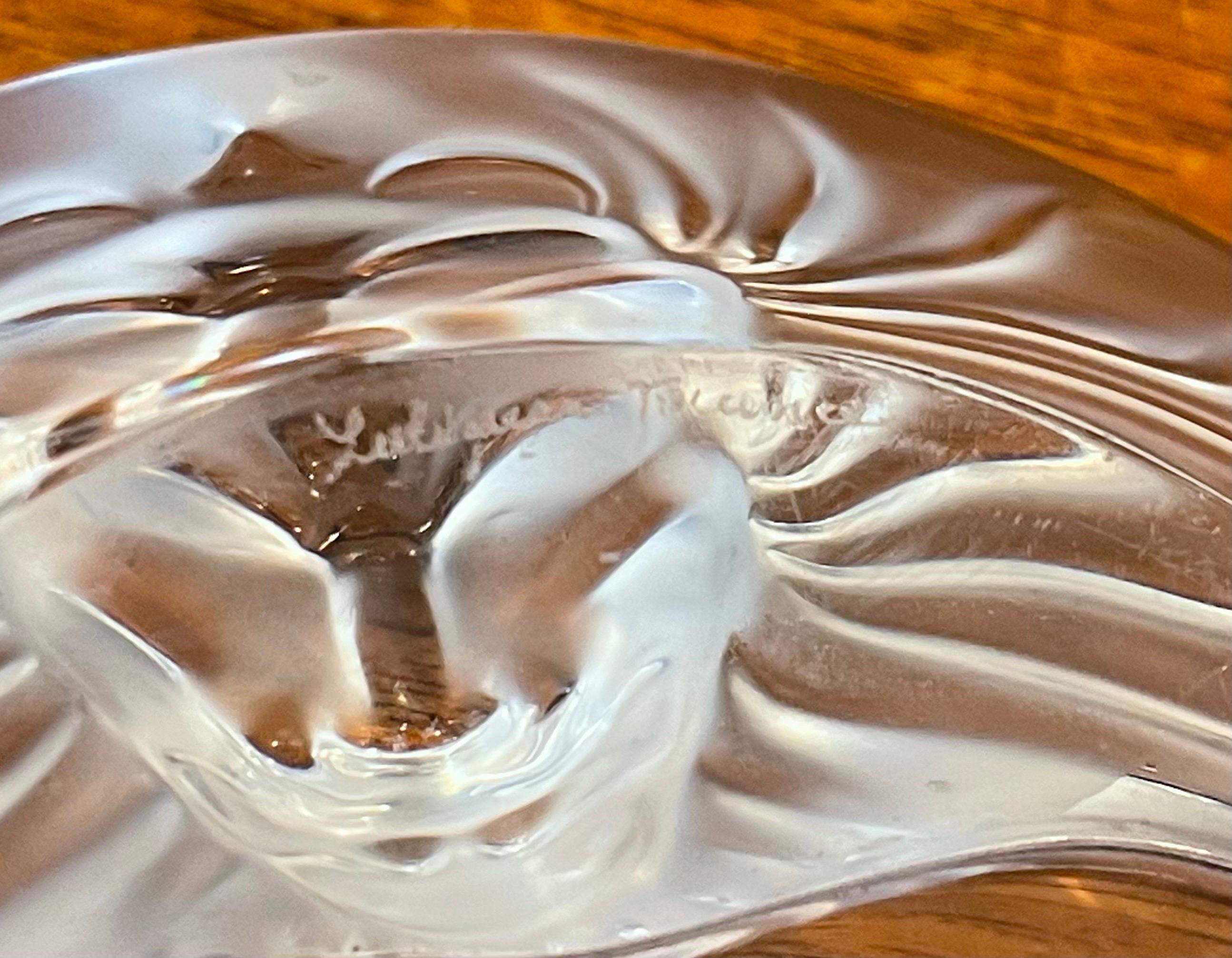 Lion Head Frosted Crystal Ashtray & Lighter Set by Lalique 6