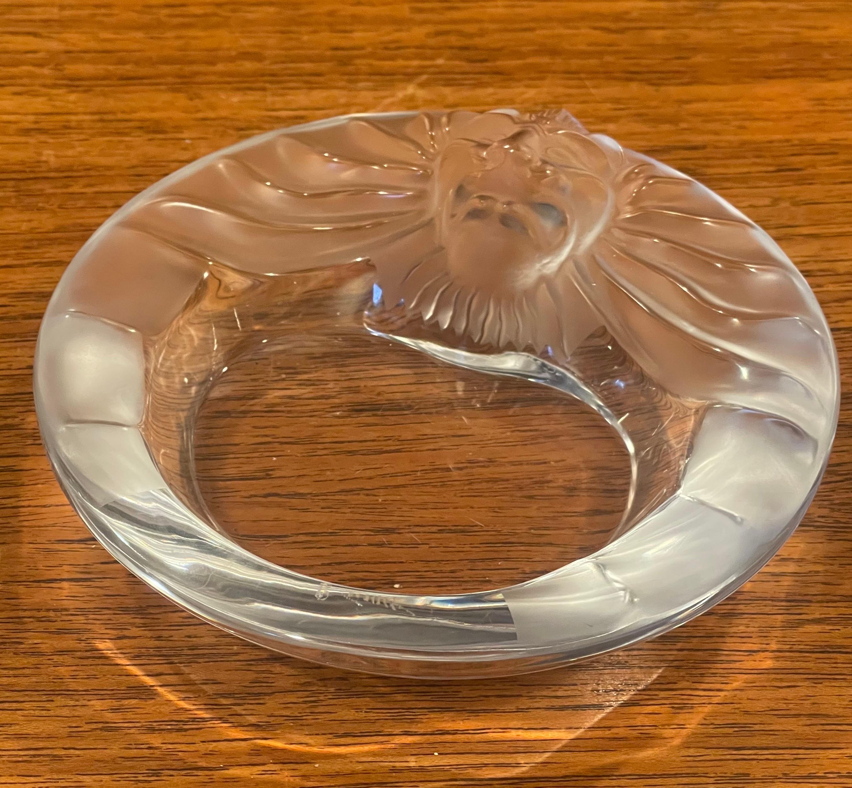 Lion Head Frosted Crystal Cigar Ashtray / Bowl by Lalique For Sale 3