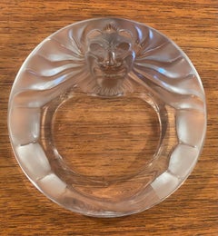 Lion Head Frosted Crystal Cigar Ashtray / Bowl by Lalique