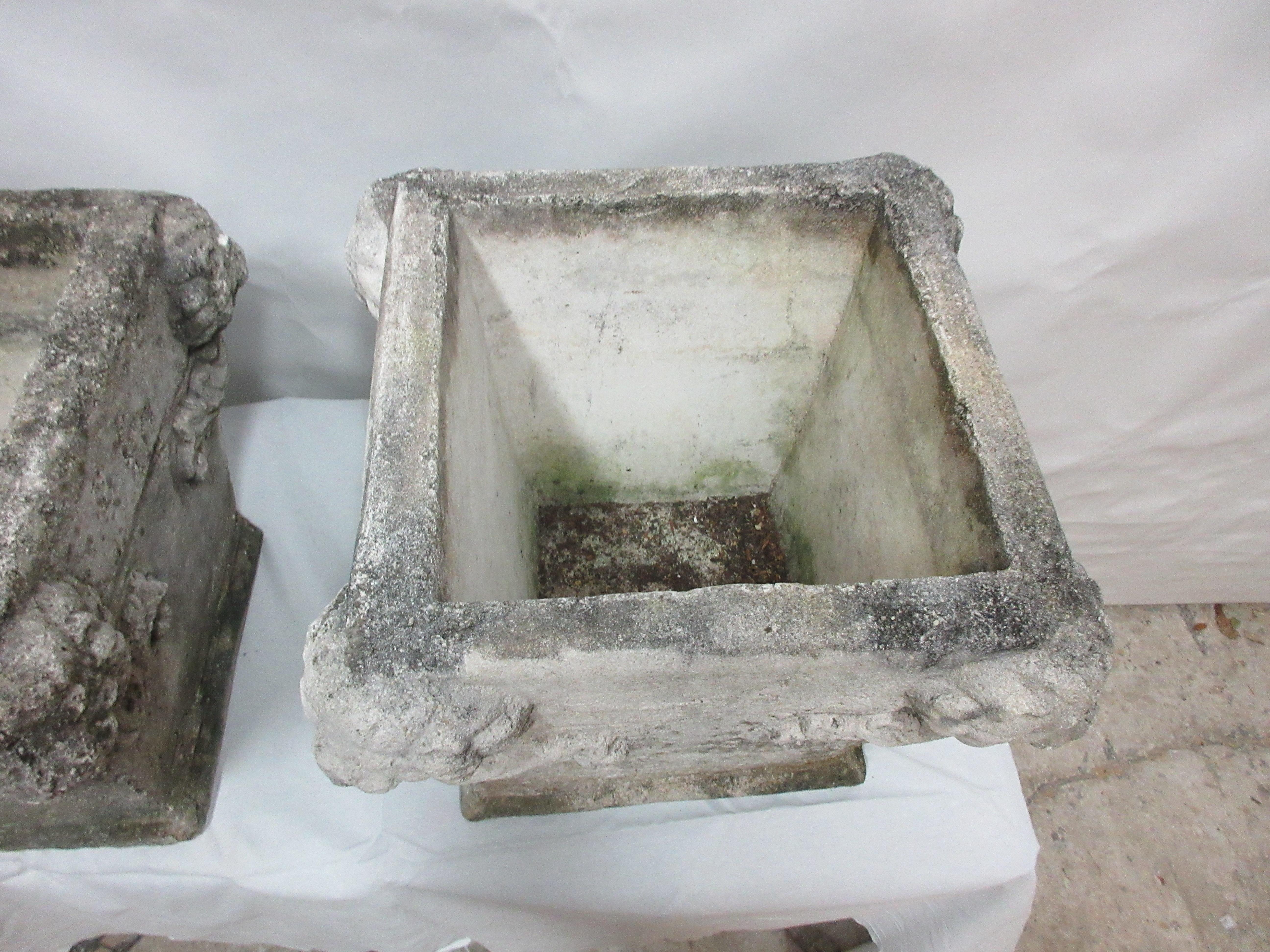 Early 20th Century Lion Head Garden Pots For Sale