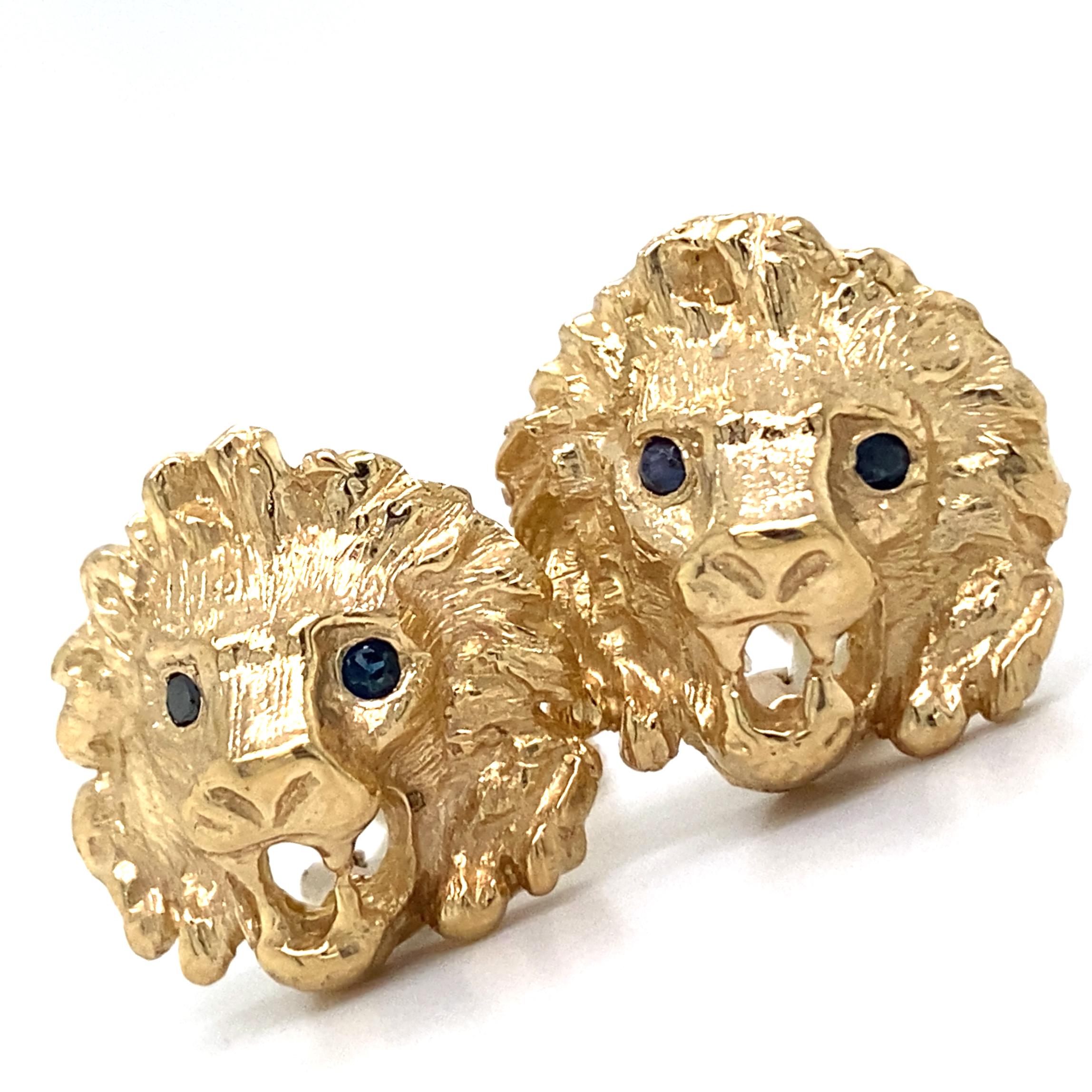Eytan Brandes cast these ferocious lobe lions from one of our old sterling silver charm molds.  They look fabulous in shimmery 18 karat gold, and Eytan went over the surfaces by hand to add detail and definition to the big cats' faces.  The eyes are